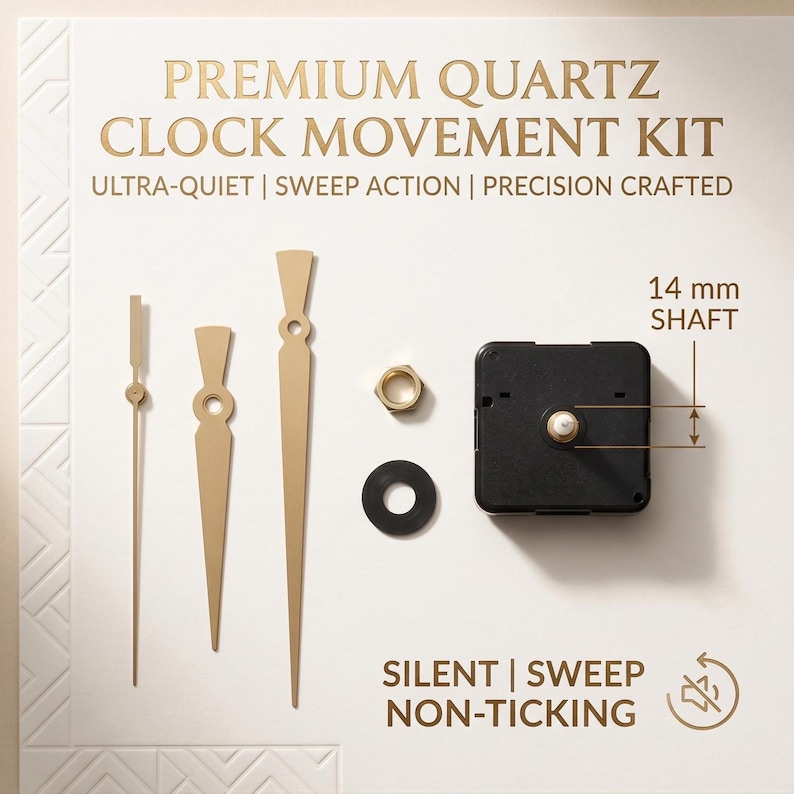 Silent Quartz Clock Movement Kit, Non Ticking Wall Clock Mechanism image 1