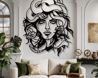 Medusa Metal Wall Art - Laser Cut Steel Mythology Decor
