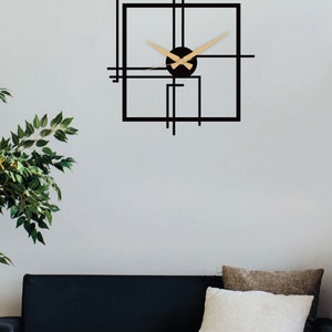 Reloj de pared de metal minimalista moderno de gran tamaño, reloj de pared extra grande, reloj silencioso, decoración de pared de metal, arte de pared de metal único, reloj hecho a mano