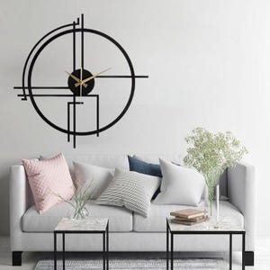 Modern Minimalist Oversized Metal Wall Clock, Extra Large Wall Clock, Silent Clock, Metal Wall Decor, Unique Metal Wall Art, Handmade Clock