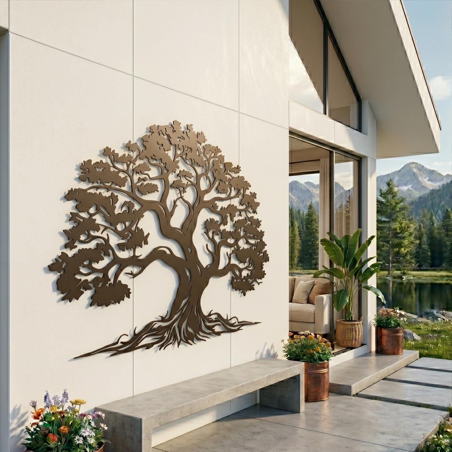Large Tree of Life Metal Wall Art Outdoor, Rustic Nature Wall Decor - Etsy