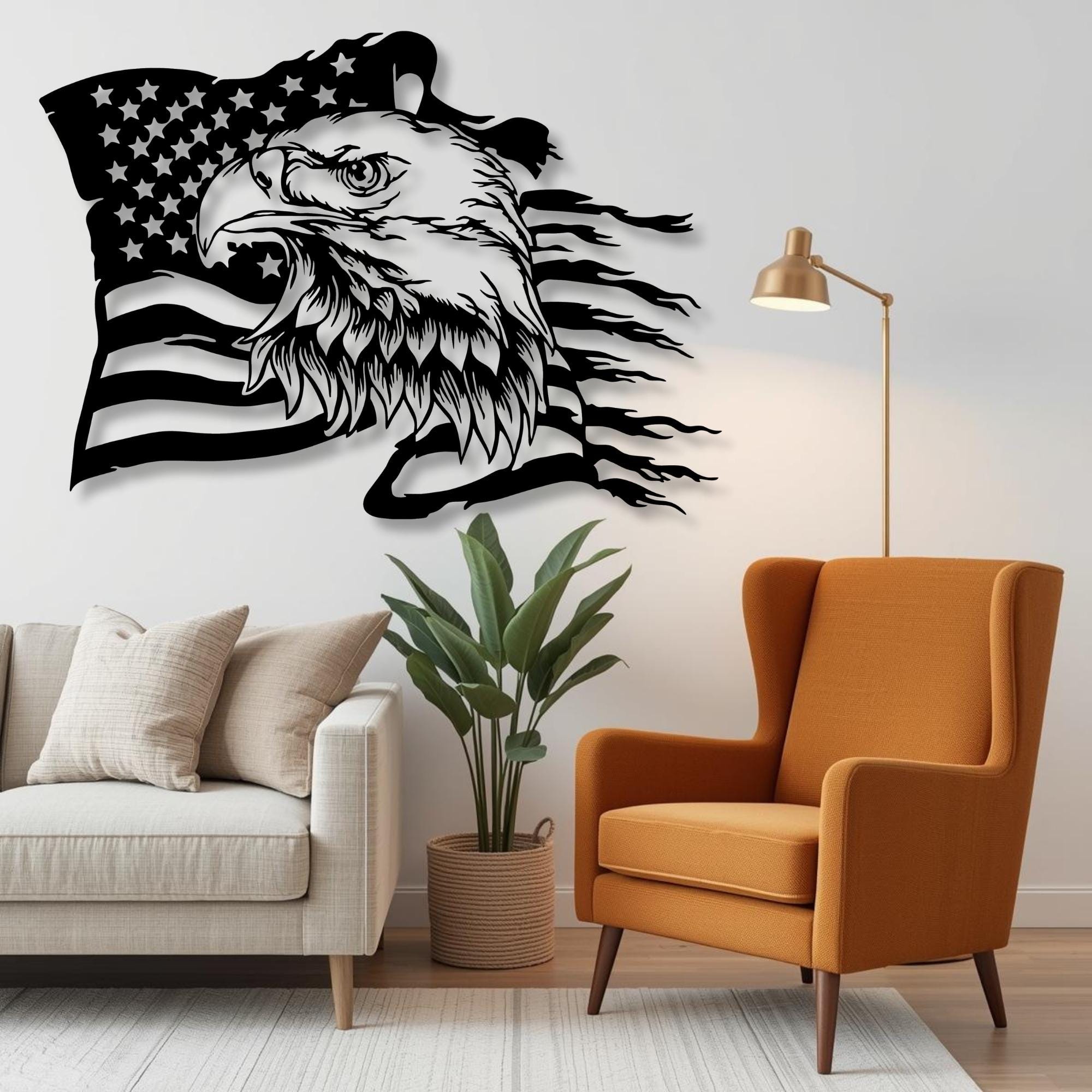 Metal American Eagle Wall Art: USA Flag, Patriotic Home Decor - Etsy
