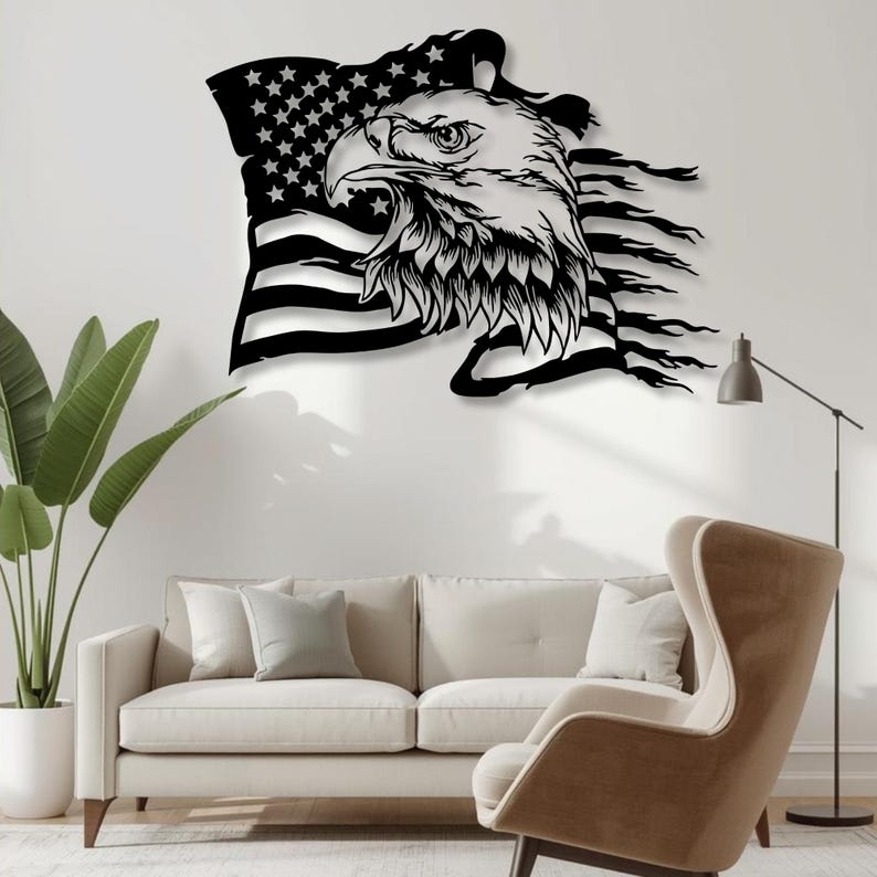 Metal American Eagle Wall Art: USA Flag, Patriotic Home Decor - Etsy