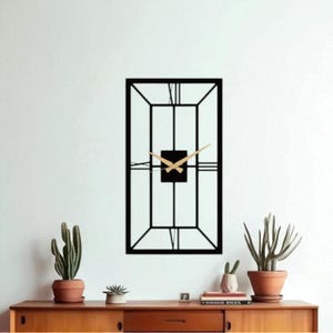 Minimalist Metal Wall Clock: Rectangle Geometric Design