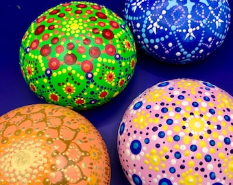 Mandala stones, painted stones, hand-painted, freehand mandala, colorful lucky stones, meditation stones, sea urchin stones, colorful