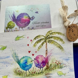 Aquarellbild,  Kinderzimmer,  geschenkfertig eingepackt, Original, Bild für Verlobung,  Hochzeit oder Kinder , liebevoll verpackt