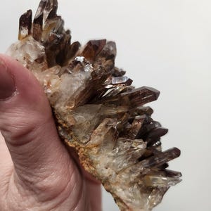 Raw Fire Quartz Cluster with Red Hematite from Morocco