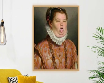 Póster divertido para baño / Impresión de mujer con cara de mal olor / Arte divertido para pared de baño / Descarga digital