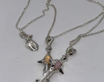 Collar con colgante de plata de ley con forma de hoja – Colgante de fantasía de chica mágica de los 90