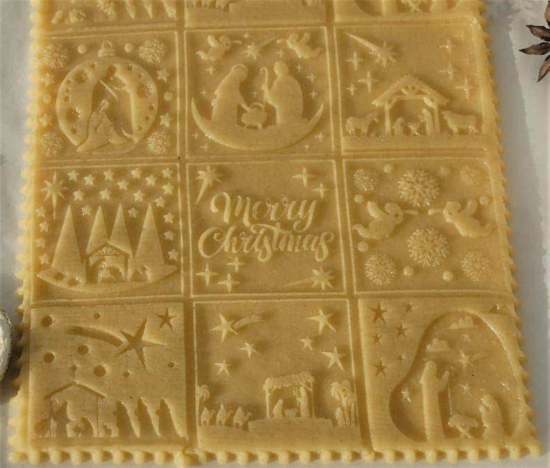 Merry Christmas Cookie Cutters Stamp Rolling Pin Embossed Etsy