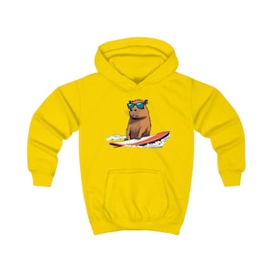 Kids Hoodie - Cute Surfing Capybara, Adorable Child Sweatshirt, Fun Animal Jumper, Children&#39;s Clothing, Cozy Pullover for Boys and Girls