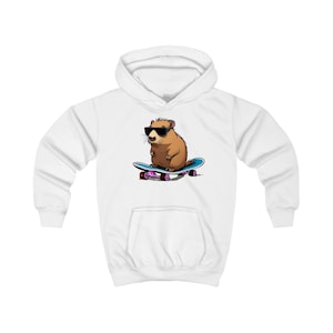 Skateboarding Capybara Kids Hoodie: Fun Youth Sweatshirt
