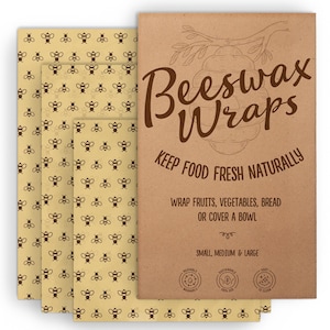 Beeswax Food Wrap Set Reusable Eco Friendly Kitchen Wraps Plastic Free Food Storage Organic Cotton Wraps for Bread Cheese Sandwich