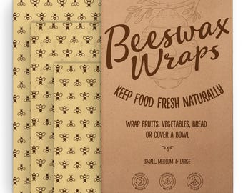 Beeswax Food Wrap Set Reusable Eco Friendly Kitchen Wraps Plastic Free Food Storage Organic Cotton Wraps for Bread Cheese Sandwich