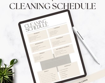 Cleaning Schedule Template | Weekly Cleaning Schedule | Cleaning Checklist | Daily Cleaning | Instant Download | Cleaning Schedule | Canva