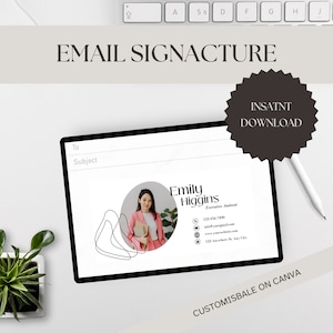 Professionell e-postmall | Klickbar Gmail | Redigerbar Canva-design | Outlook | Modern | Mall för e-postsignatur | Gmail-mall