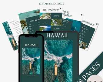Digital Hawaii Travel Planner | Editable Planner | Canva Template | Traveling Guide | Mobile Template | Travel Marketing | Hawaii Itinerary