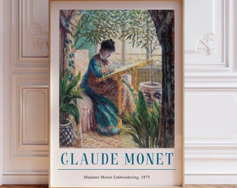 Monet Exhibition Poster, Madame Monet Embroidering, Claude Monet Print, French Décor, Architecture, Wall Art Décor, Gift