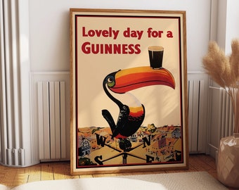 Art mural Guinness, belle journée pour une Guinness, impression Guinness, affiche de boissons vintage, art mural bar. Décoration de cuisine, idée cadeau, A1/A2/A3/A4/A5