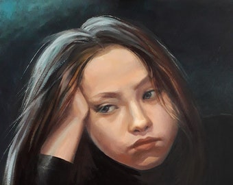 Original oil painting. Portrait of a girl. Anna. Bonus