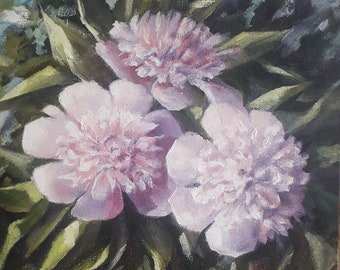 Original pioner oljemålning på duk - Blommor stilleben konst