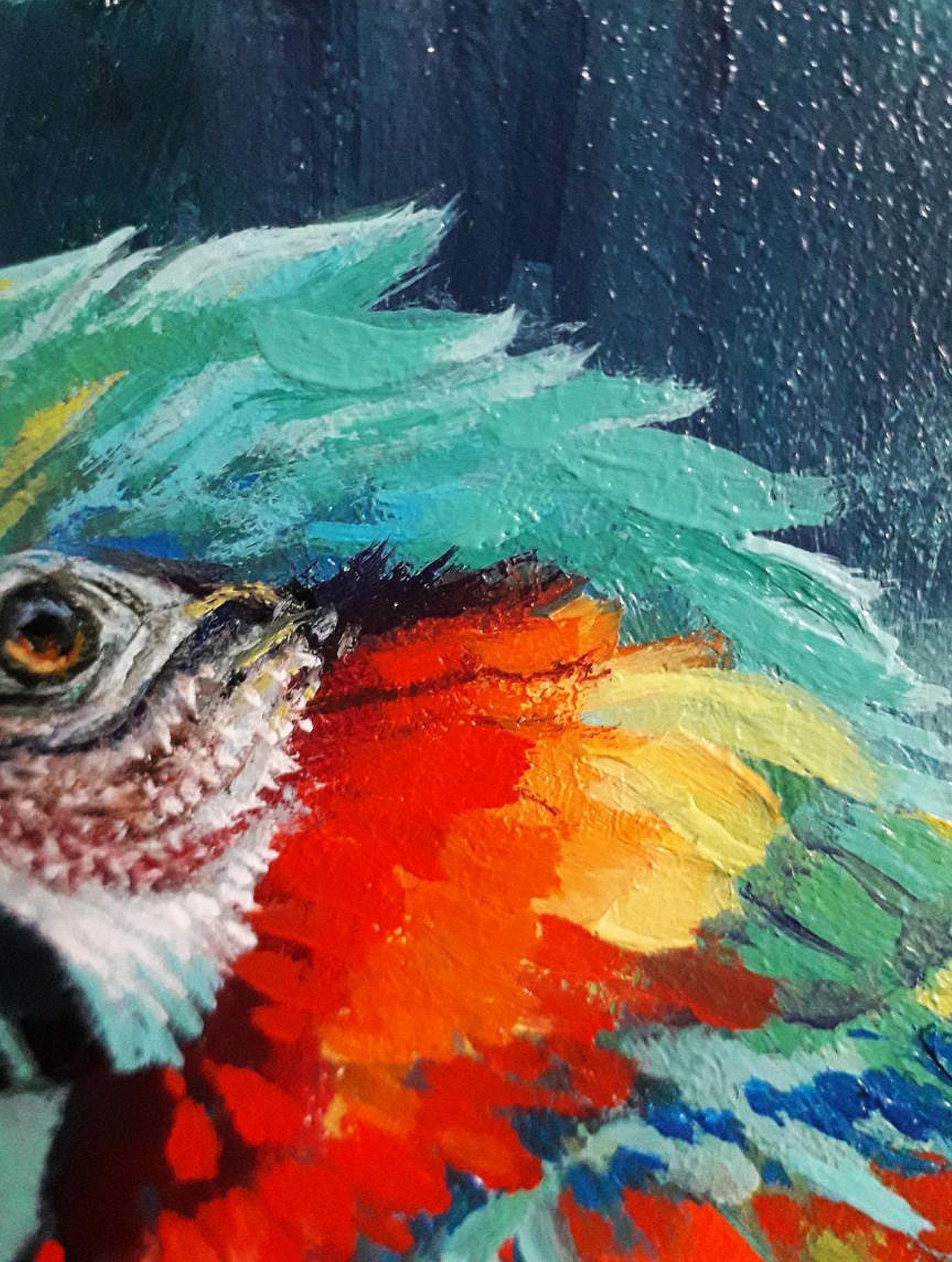 オリジナルの油絵。オウム。明るい色の鳥。6 x 6 インチ - Etsy 日本