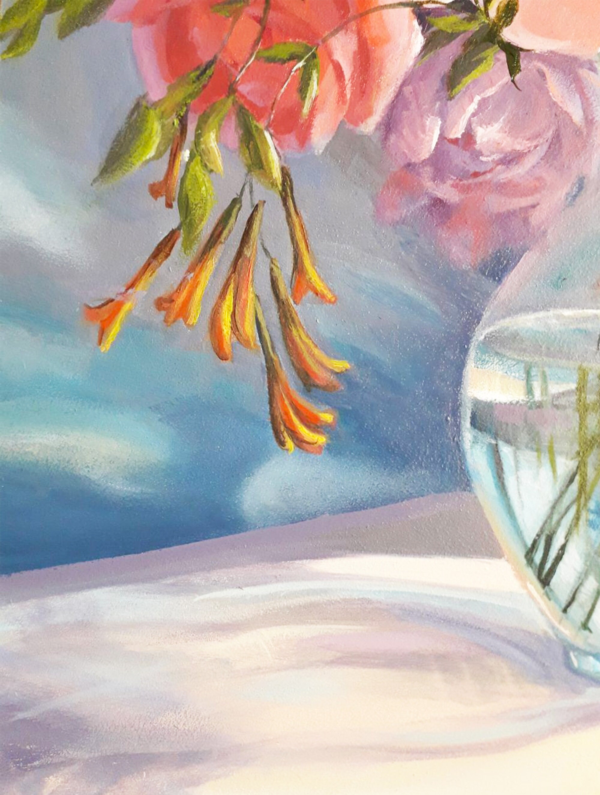 original oil painting Rose Peony flowers artwork Floral