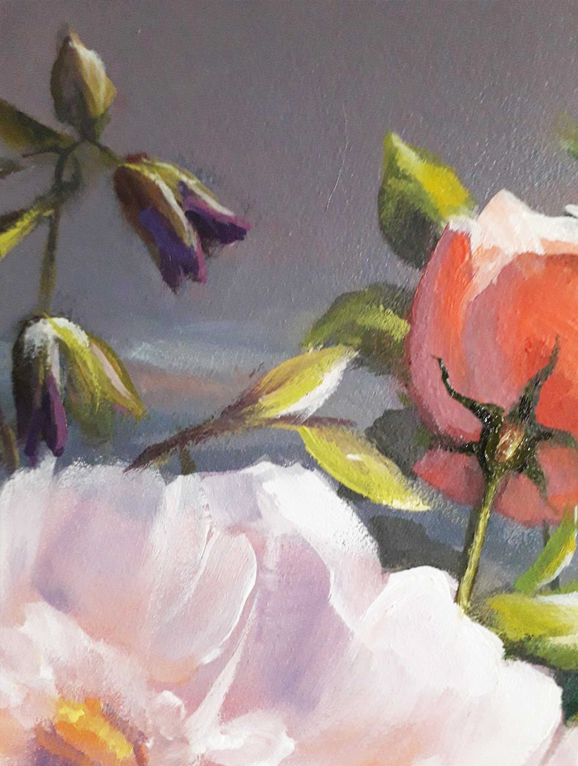 絵画 Oil painting of beautiful flowers. Vintage Oil Painting Beautiful Flowers Framed | eBay