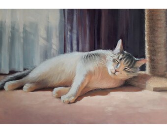 Original oil painting. Cat. A sweet dream. Bonus