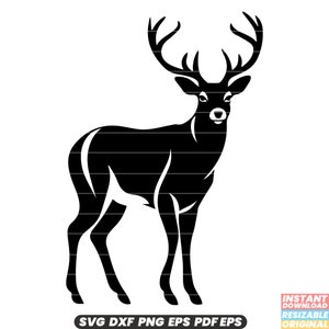 Cerf, faune, animal, forêt, nature, mammifère, bois, mâle, biche, faon, chasse, conservation, SVG, DXF, PNG, couper, fichier, numérique, téléchargement immédiat