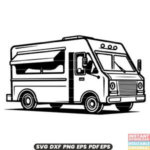Imbisswagen Mobile Restaurant Street Food Verkäufer Küche Fast Casual Leckere Mahlzeiten Unterwegs Convenience Urban SVG DXF PNG Schnittdatei