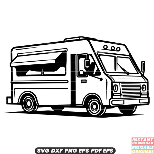 Food Truck Mobile Restaurant Street Food Vendor Cuisine Fast Casual Delicious Meals On-The-Go Convenience Urban SVG DXF PNG Cut File