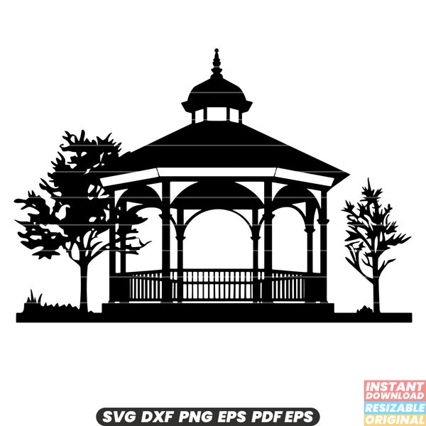 Gazebo Outdoor Structure Pavilion Garden Backyard Patio Park Relaxation Shade Shelter Romantic Wedding Ceremony SVG DXF PNG Cut File