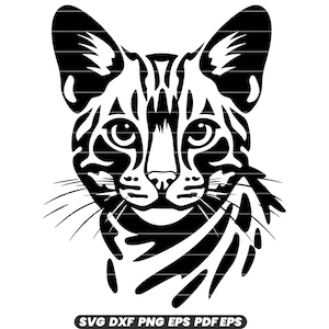 Chat Bengal, race féline, motif tacheté exotique ressemblant à un léopard, animal de compagnie domestique chaton SVG DXF PNG coupe fichier téléchargement immédiat