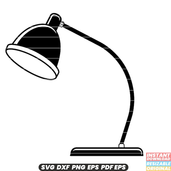 Desk Lamp Office Workspace Light Fixture Table Lamp Reading Task Lighting Modern Design Adjustable Brightness SVG DXF PNG Cut File