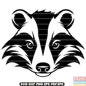 Badger Wildlife zoogdier Forest Burrower nachtelijke alleseter bont natuurbehoud SVG DXF PNG-bestand knippen digitale Instant Download