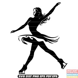 Patineur sur glace, patinage artistique, sport hivernal, performance, patinoire, athlète, compétition, mouvement gracieux, costume élégant, Spin Jump, fichier coupe PNG SVG DXF