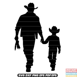 Cowboy Vater und Sohn SVG Western Ranch Cowboy Hut Stiefel Reiten Vater Sohn Bonding DXF PNG Schnittdatei #2