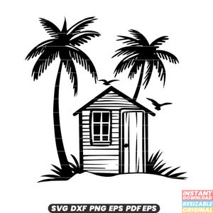 Beach Hut Svg, Beach Hut Dxf, Beach Hut Png, Beach Hut Cut File, Beach Hut Clipart, Beach Hut File, Beach Hut Digital File #1