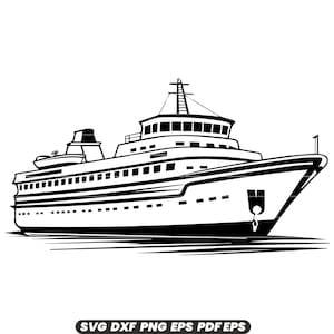 Grande navio de balsa navio transporte marítimo passageiro carga viagem cruzeiro oceano SVG DXF arquivo de corte PNG download instantâneo digital