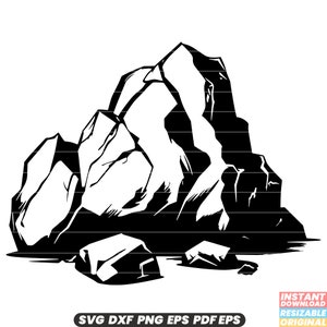 Rock Geology Stone Mineral Nature Outdoors Landscape Terrain Formation Mountain Earth Geological Structure SVG DXF PNG Cut File