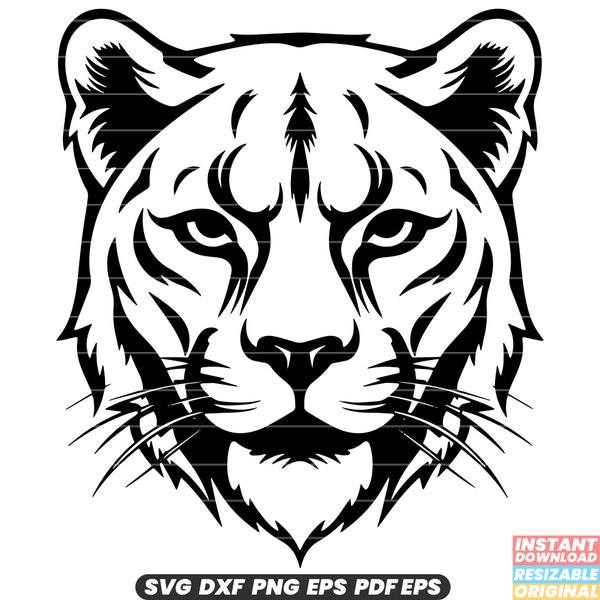 Mountain Lion Wildlife Predator Big Cat Feline Animal Nature SVG DXF PNG Cut File Digital Instant Download
