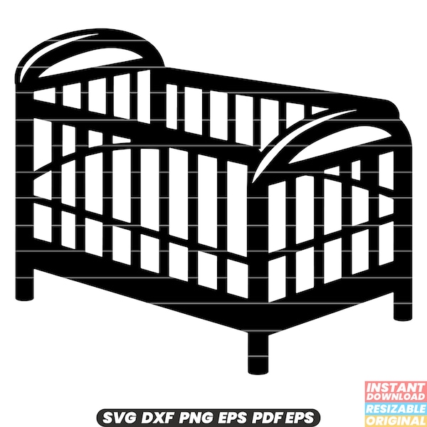 Baby Cradle Crib Bassinet Nursery Infant Sleep Bed Furniture Rocking Comfort SVG DXF PNG Cut File Digital Instant Download
