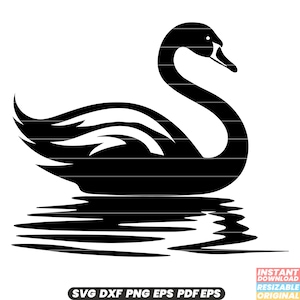 Cygne oiseau faune lac étang sauvagine muet élégant gracieux plume plumage conservation de la nature habitat fichier DXF PNG SVG coupe