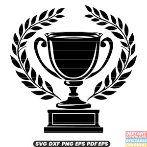Laurel Trophy SVG Victory Symbol Illustration Laurel Trophy Clipart Champion Award Graphic Sports Prize Design Triumph Art DXF PNG Cut File