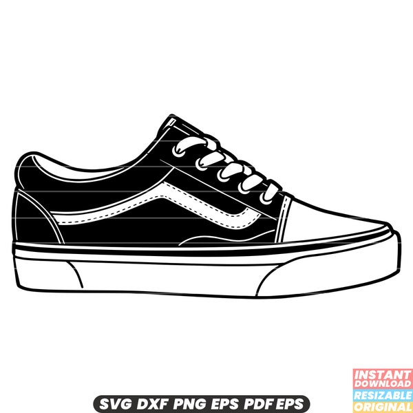 Skate Shoe Skateboarding Footwear Sneaker Sport Athletic Casual Fashion Trendy Comfortable SVG DXF PNG Cut File Digital Instant Download