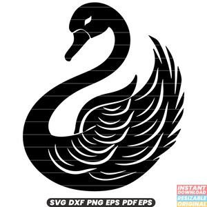 Swan SVG oiseau Illustration Swan Clipart gracieux graphique sauvagine Design Nature Art DXF PNG coupe fichier #2