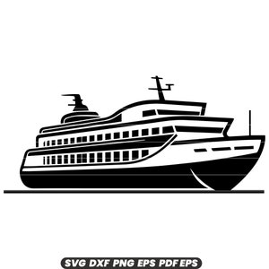Grande navio de balsa navio transporte marítimo passageiro carga viagem cruzeiro oceano SVG DXF arquivo de corte PNG download instantâneo digital