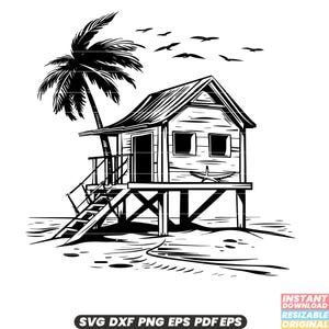Beach Hut Svg, Beach Hut Dxf, Beach Hut Png, Beach Hut Cut File, Beach Hut Clipart, Beach Hut File, Beach Hut Digital File #3