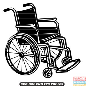 May include: Black and white illustration of a wheelchair. The wheelchair has a large back wheel and a smaller front wheel.